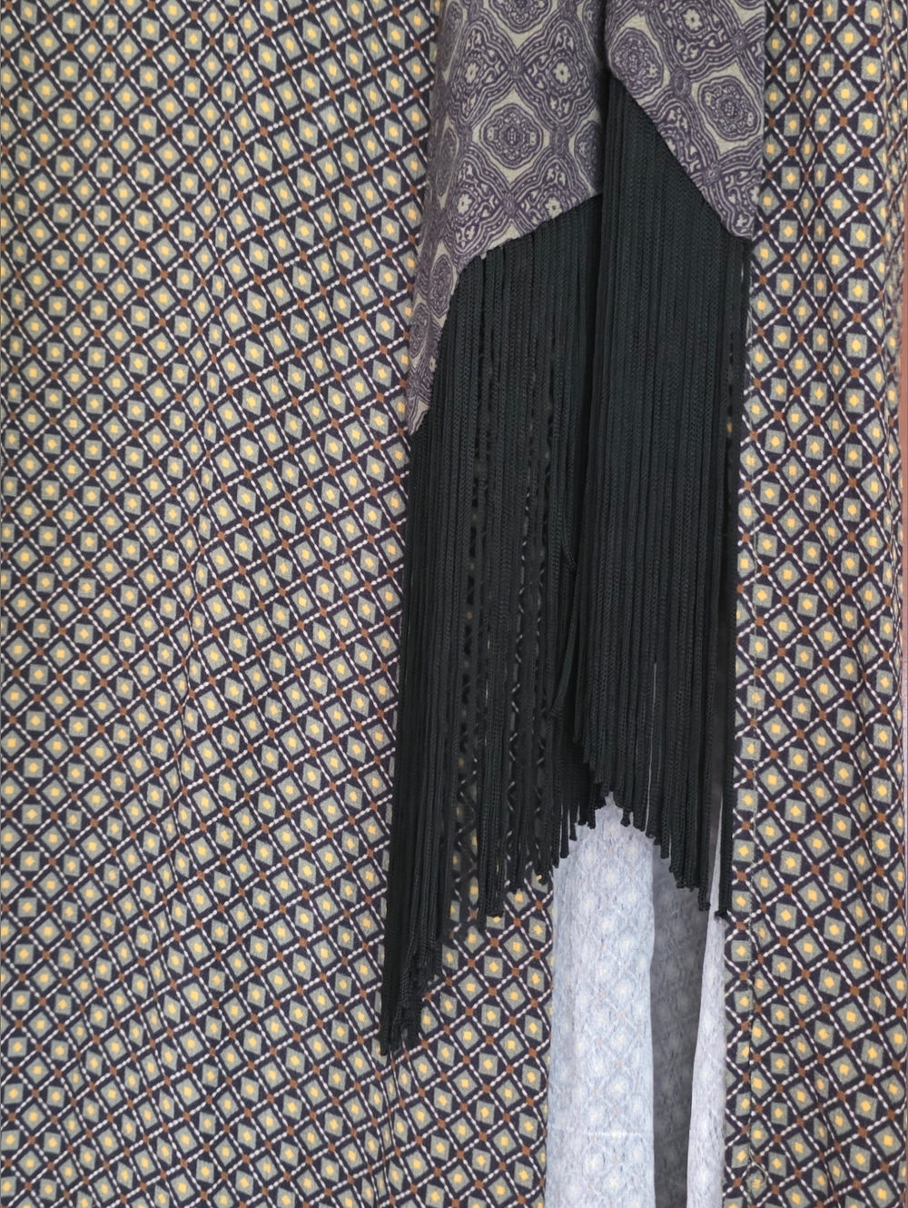 House of Harlow 1960 x Revolve Giorgia Skirt Geo Multi Sz Small Fringe Slit Boho - Picture 3 of 6